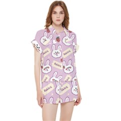 Illustration Rabbit Cartoon Background Pattern Chiffon Lounge Set by Sudhe