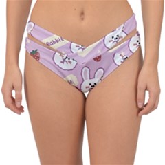 Illustration Rabbit Cartoon Background Pattern Double Strap Halter Bikini Bottom by Sudhe