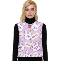 Illustration Rabbit Cartoon Background Pattern Women s Short Button Up Puffer Vest