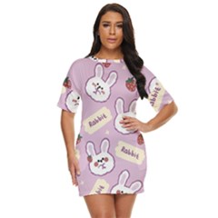 Illustration Rabbit Cartoon Background Pattern Just Threw It On Dress by Sudhe