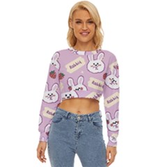 Illustration Rabbit Cartoon Background Pattern Lightweight Long Sleeve Sweatshirt by Sudhe