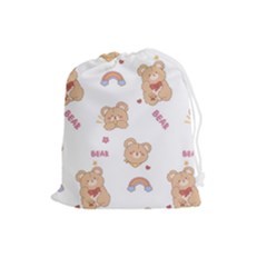 Illustrations Bear Cartoon Background Pattern Drawstring Pouch (large) by Sudhe