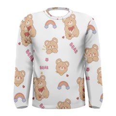 Illustrations Bear Cartoon Background Pattern Men s Long Sleeve Tee