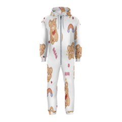 Illustrations Bear Cartoon Background Pattern Hooded Jumpsuit (kids)