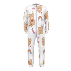 Illustrations Bear Cartoon Background Pattern Onepiece Jumpsuit (kids)