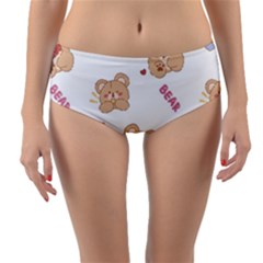 Illustrations Bear Cartoon Background Pattern Reversible Mid-waist Bikini Bottoms by Sudhe