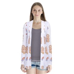 Illustrations Bear Cartoon Background Pattern Drape Collar Cardigan