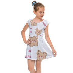 Illustrations Bear Cartoon Background Pattern Kids  Cap Sleeve Dress by Sudhe