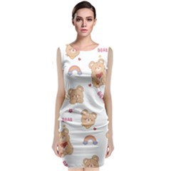 Illustrations Bear Cartoon Background Pattern Sleeveless Velvet Midi Dress