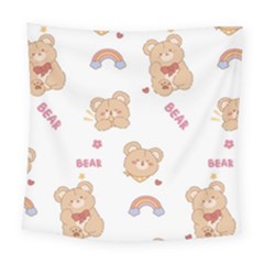 Illustrations Bear Cartoon Background Pattern Square Tapestry (large)