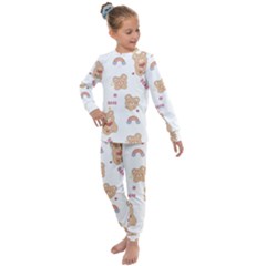 Illustrations Bear Cartoon Background Pattern Kids  Long Sleeve Set 