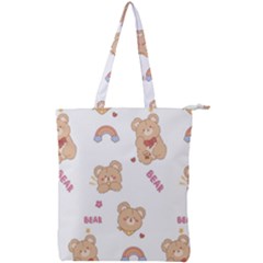 Illustrations Bear Cartoon Background Pattern Double Zip Up Tote Bag by Sudhe