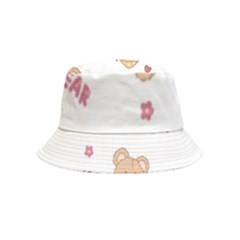 Illustrations Bear Cartoon Background Pattern Inside Out Bucket Hat (kids) by Sudhe