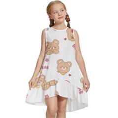 Illustrations Bear Cartoon Background Pattern Kids  Frill Swing Dress