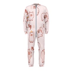 Pig Cartoon Background Pattern Onepiece Jumpsuit (kids)