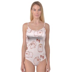 Pig Cartoon Background Pattern Camisole Leotard  by Sudhe