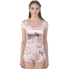 Pig Cartoon Background Pattern Boyleg Leotard  by Sudhe