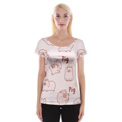 Pig Cartoon Background Pattern Cap Sleeve Top by Sudhe