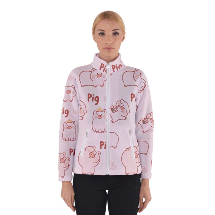 Pig Cartoon Background Pattern Women s Bomber Jacket