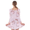 Pig Cartoon Background Pattern Long Sleeve Velvet Skater Dress View2