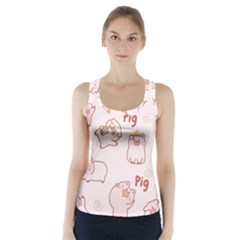 Pig Cartoon Background Pattern Racer Back Sports Top by Sudhe