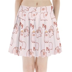 Pig Cartoon Background Pattern Pleated Mini Skirt by Sudhe