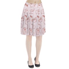 Pig Cartoon Background Pattern Pleated Skirt by Sudhe