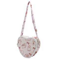 Pig Cartoon Background Pattern Heart Shoulder Bag by Sudhe