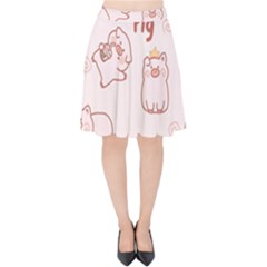 Pig Cartoon Background Pattern Velvet High Waist Skirt by Sudhe