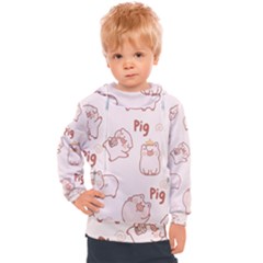 Pig Cartoon Background Pattern Kids  Hooded Pullover by Sudhe