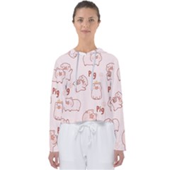 Pig Cartoon Background Pattern Women s Slouchy Sweat by Sudhe