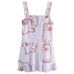 Pig Cartoon Background Pattern Kids  Layered Skirt Swimsuit by Sudhe