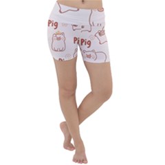 Pig Cartoon Background Pattern Lightweight Velour Yoga Shorts by Sudhe