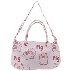 Pig Cartoon Background Pattern Removal Strap Handbag by Sudhe