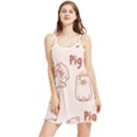 Pig Cartoon Background Pattern Summer Frill Dress View1