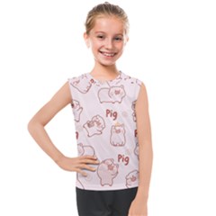 Pig Cartoon Background Pattern Kids  Mesh Tank Top by Sudhe