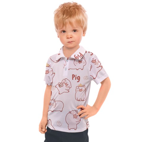 Pig Cartoon Background Pattern Kids  Polo Tee by Sudhe