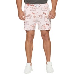 Pig Cartoon Background Pattern Men s Runner Shorts by Sudhe