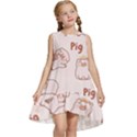 Pig Cartoon Background Pattern Kids  Frill Swing Dress View1