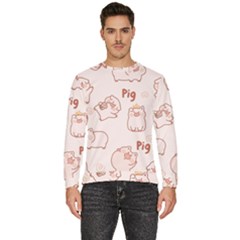 Pig Cartoon Background Pattern Men s Fleece Sweatshirt