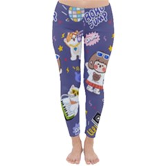 Girl Cartoon Background Pattern Classic Winter Leggings