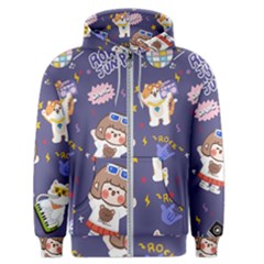 Girl Cartoon Background Pattern Men s Zipper Hoodie