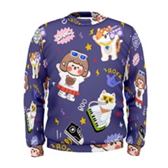 Girl Cartoon Background Pattern Men s Sweatshirt