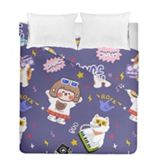 Girl Cartoon Background Pattern Duvet Cover Double Side (full/ Double Size) by Sudhe