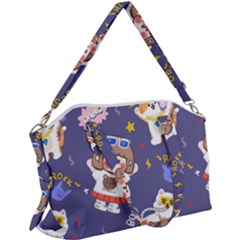 Girl Cartoon Background Pattern Canvas Crossbody Bag by Sudhe