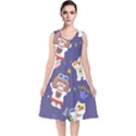 Girl Cartoon Background Pattern V-Neck Midi Sleeveless Dress  View1