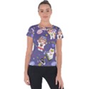 Girl Cartoon Background Pattern Short Sleeve Sports Top  View1