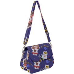 Girl Cartoon Background Pattern Saddle Handbag by Sudhe