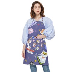 Girl Cartoon Background Pattern Pocket Apron by Sudhe