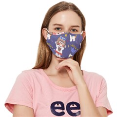 Girl Cartoon Background Pattern Fitted Cloth Face Mask (adult) by Sudhe